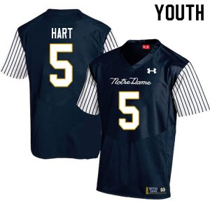 Notre Dame Fighting Irish Youth Cam Hart #5 Navy Under Armour Alternate Authentic Stitched College NCAA Football Jersey EOW5799JU